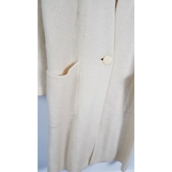 Vintage I. B. Diffusion Women's Sz. S Ivory Wool Mohair Long Cardigan Sweater - Picture 4 of 7